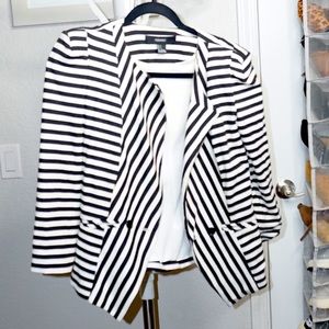 Forever 21 black and white striped blazer